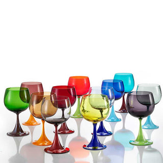 Nason Moretti Burlesque bourgogne red wine chalice blue and peach - Buy now on ShopDecor - Discover the best products by NASON MORETTI design
