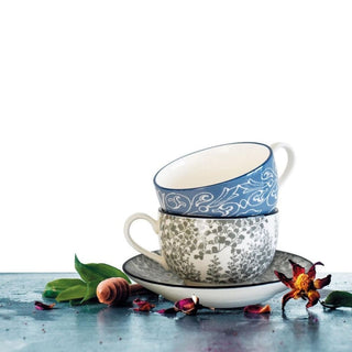 Zafferano Tue porcelain Tea cup with small plate ocean - Buy now on ShopDecor - Discover the best products by ZAFFERANO design