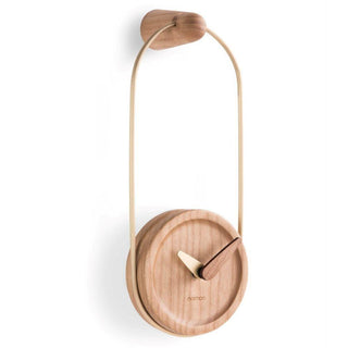 Nomon Micro Eslabón G wall clock brass details Oak - Buy now on ShopDecor - Discover the best products by NOMON design