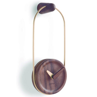 Nomon Micro Eslabón G wall clock brass details Walnut - Buy now on ShopDecor - Discover the best products by NOMON design